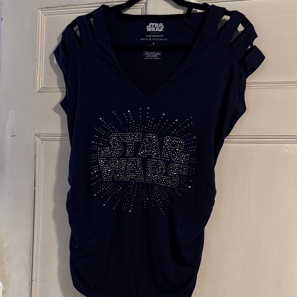 Rock & Republic Star Wars Navy Cutout Sleeve Tee